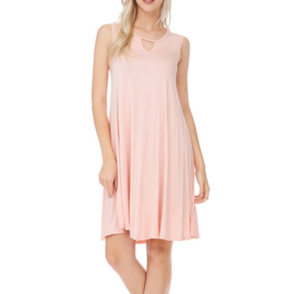 Peach Sleeveless Soft Flowy Midi Dress